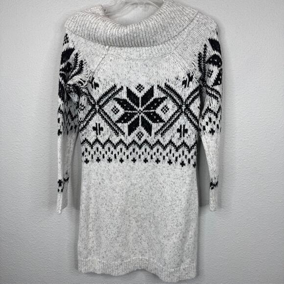 Abercrombie & Fitch Small Fair Isle Grey Cowl Sweater Dress - Picture 7 of 14